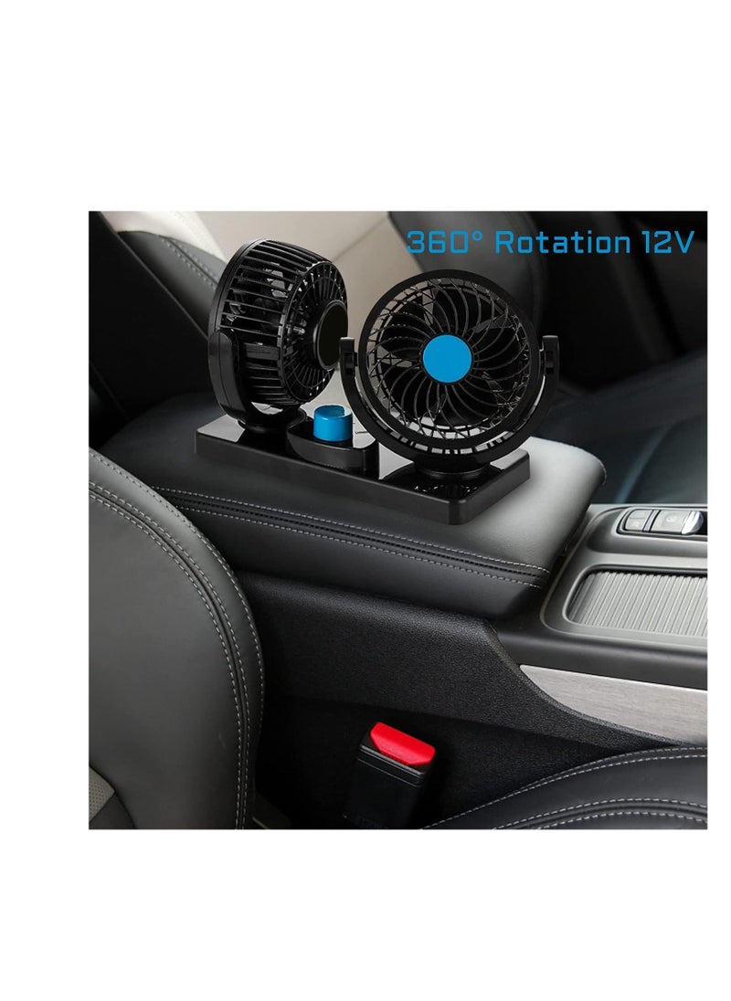 Generic - Car fan 2 Spirit wraps in all directions - portable two-speed air fan and USB port, for camping, car cooling, office and Home, black color - from Rana store - Image 1