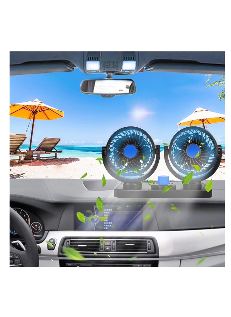 Generic - Car fan 2 Spirit wraps in all directions - portable two-speed air fan and USB port, for camping, car cooling, office and Home, black color - from Rana store - Image 1
