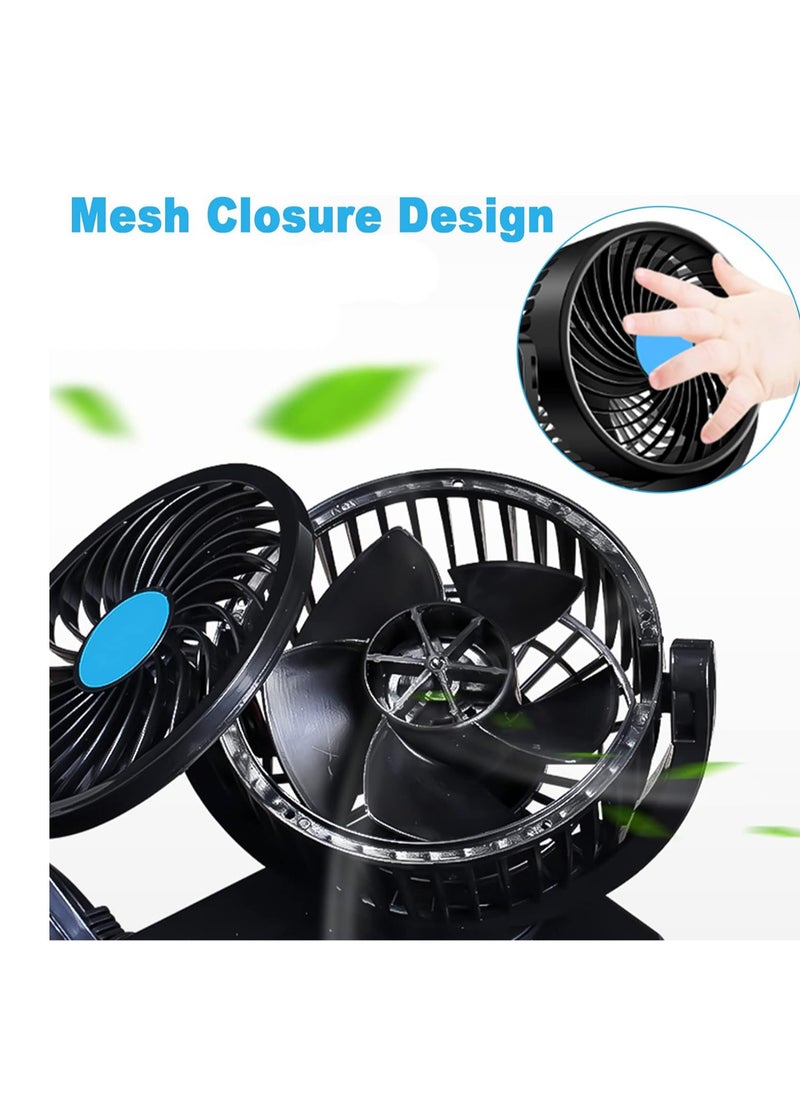 Generic - Car fan 2 Spirit wraps in all directions - portable two-speed air fan and USB port, for camping, car cooling, office and Home, black color - from Rana store - Image 1