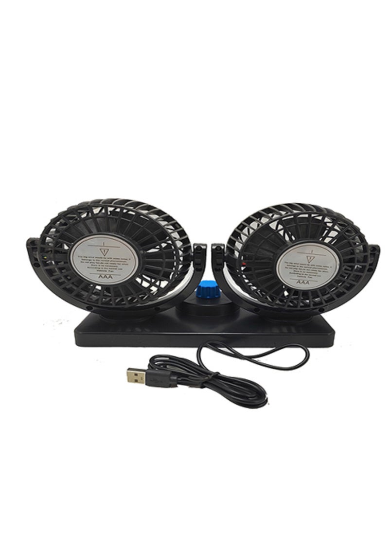 Generic - Car fan 2 Spirit wraps in all directions - portable two-speed air fan and USB port, for camping, car cooling, office and Home, black color - from Rana store - Image 1