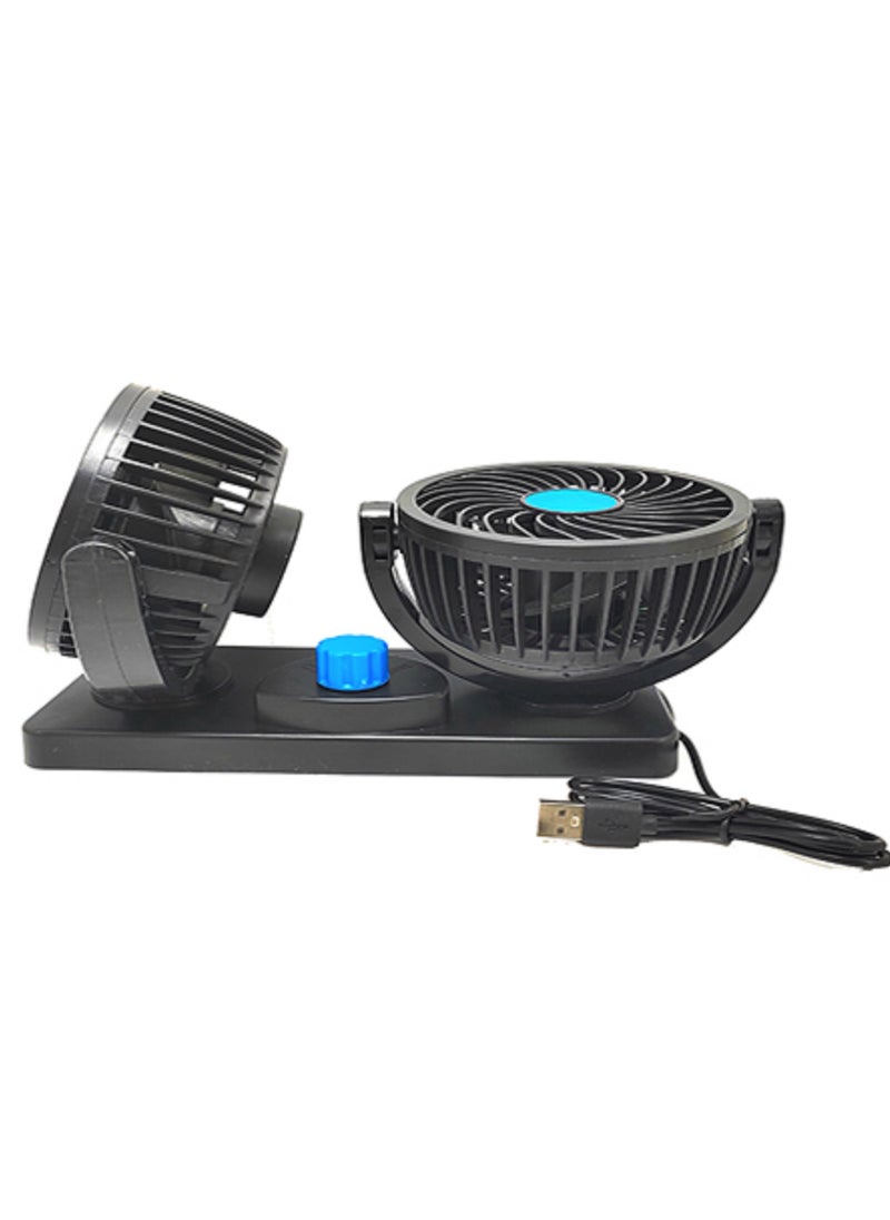 Generic - Car fan 2 Spirit wraps in all directions - portable two-speed air fan and USB port, for camping, car cooling, office and Home, black color - from Rana store - Image 1