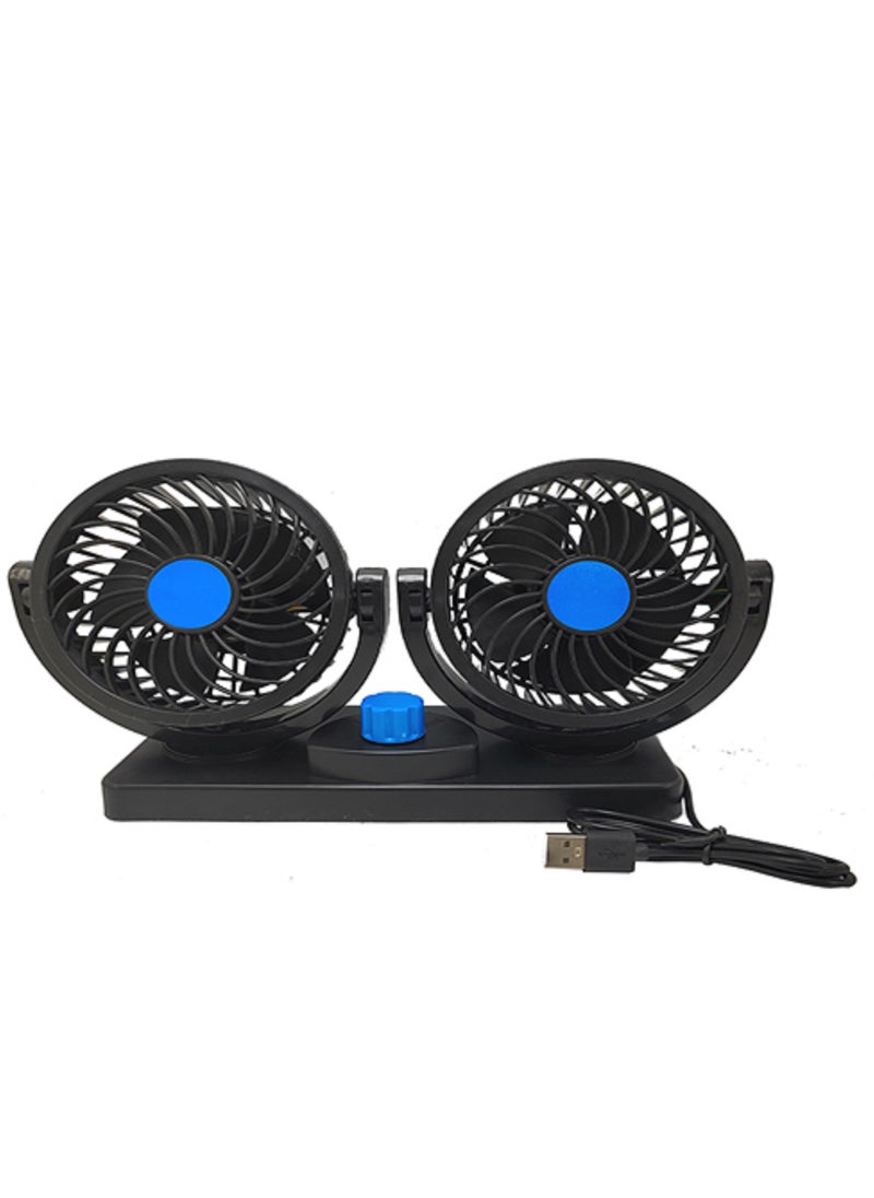Generic - Car fan 2 Spirit wraps in all directions - portable two-speed air fan and USB port, for camping, car cooling, office and Home, black color - from Rana store - Image 1