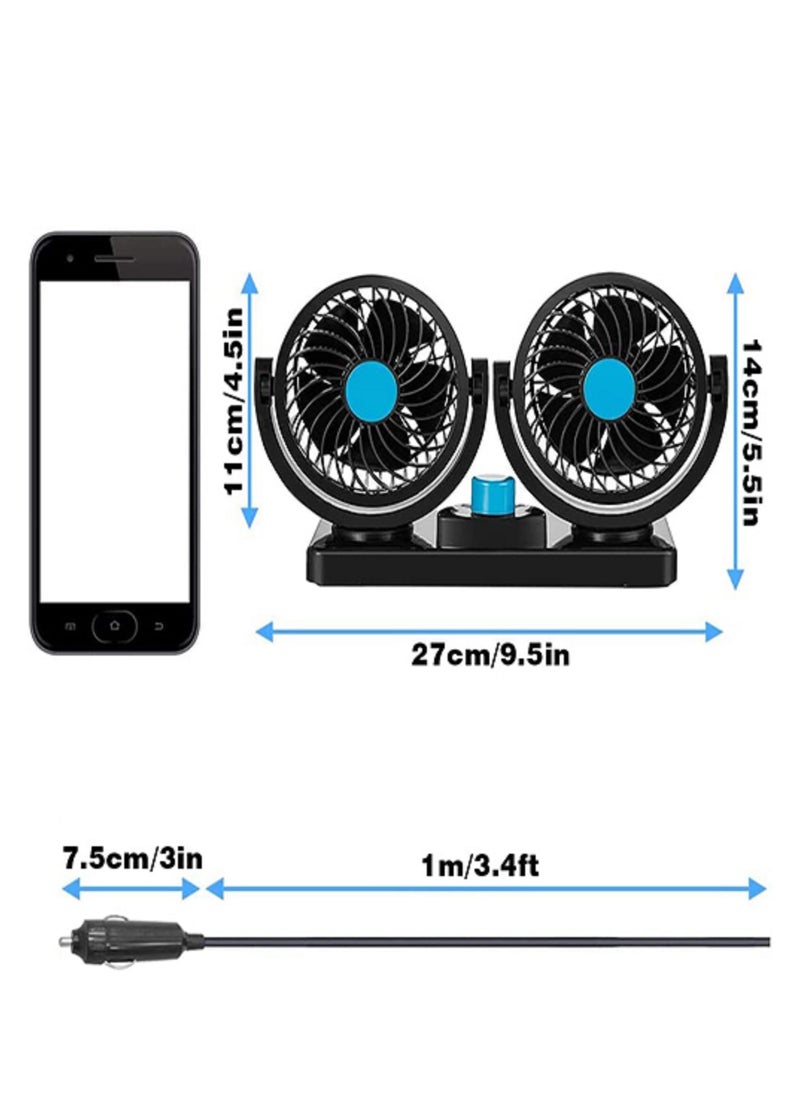 Generic - Car fan 2 Spirit wraps in all directions - portable two-speed air fan and USB port, for camping, car cooling, office and Home, black color - from Rana store - Image 1