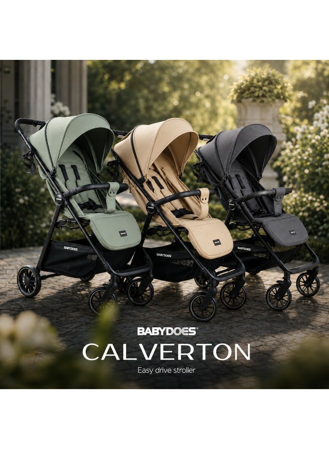 Babydoes Calverton - One-Hand Folding Baby Stroller, 5-Point Harness, Adjustable Backrest & Footrest, 0 to 3 Y (22 kg), Grey - Image 2
