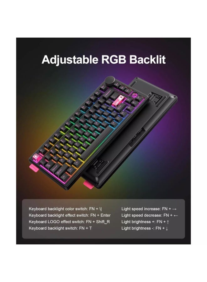 onikuma MT706 Tri-Mode Mechanical Gaming Keyboard – 81 Keys, Hot-Swappable Switches, Gasket Mount, RGB Backlit Wireless Gaming Keyboard with Multimedia Knob - Image 5
