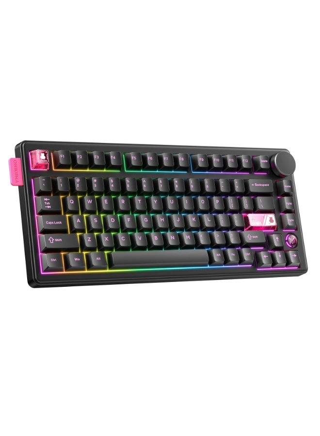 onikuma MT706 Tri-Mode Mechanical Gaming Keyboard – 81 Keys, Hot-Swappable Switches, Gasket Mount, RGB Backlit Wireless Gaming Keyboard with Multimedia Knob - Image 2