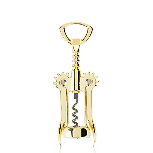 Viski Viski Winged Corkscrew Wine Bottle Opener Gold Plated Finish Nonstick Coated Worm 925