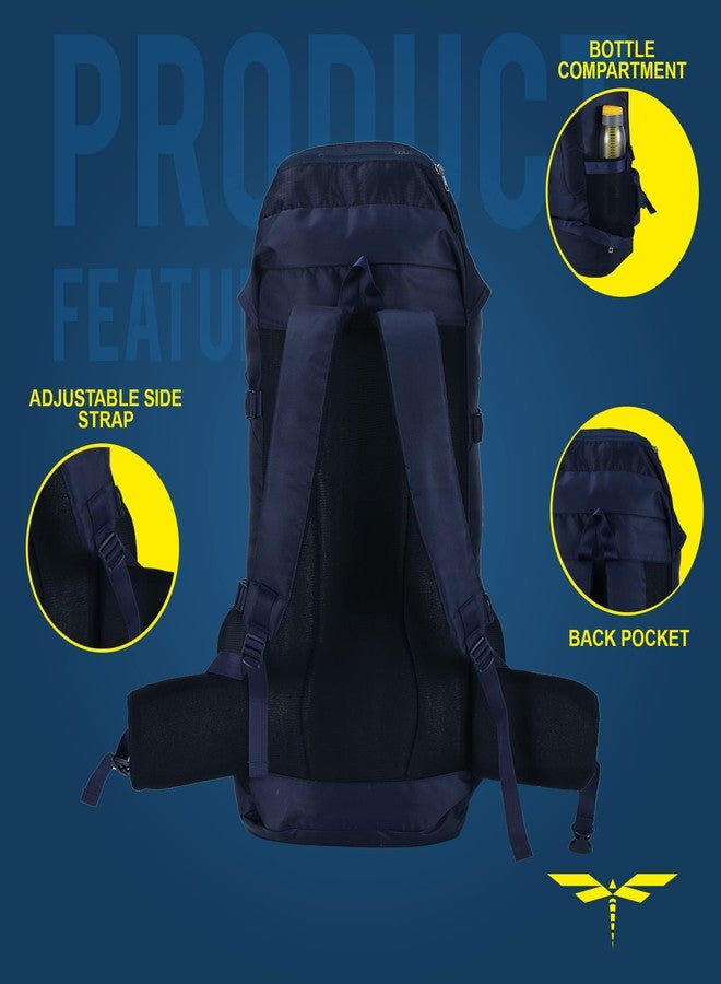 إمبلس حقيبة ظهر إمبلس، سعة 65 لترًا، حقيبة سفر رجالية، حقيبة سياحية للسفر، حقيبة ظهر قياسية للمشي لمسافات طويلة، حقيبة تخييم رجالية، حقيبة بلونين مع ضمان لمدة عام، لون أزرق داكن - Image 4