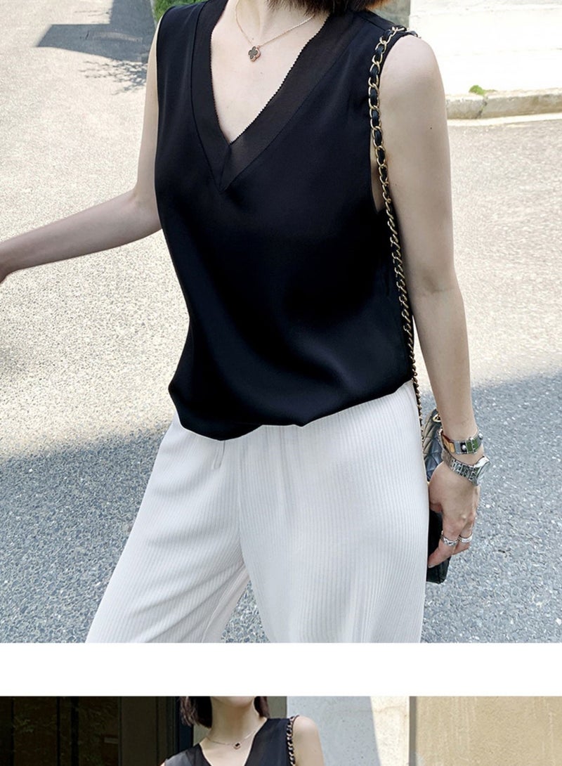 Shougu Sleeveless Outer Paired With Suit Satin Base Shirt  - Image 3