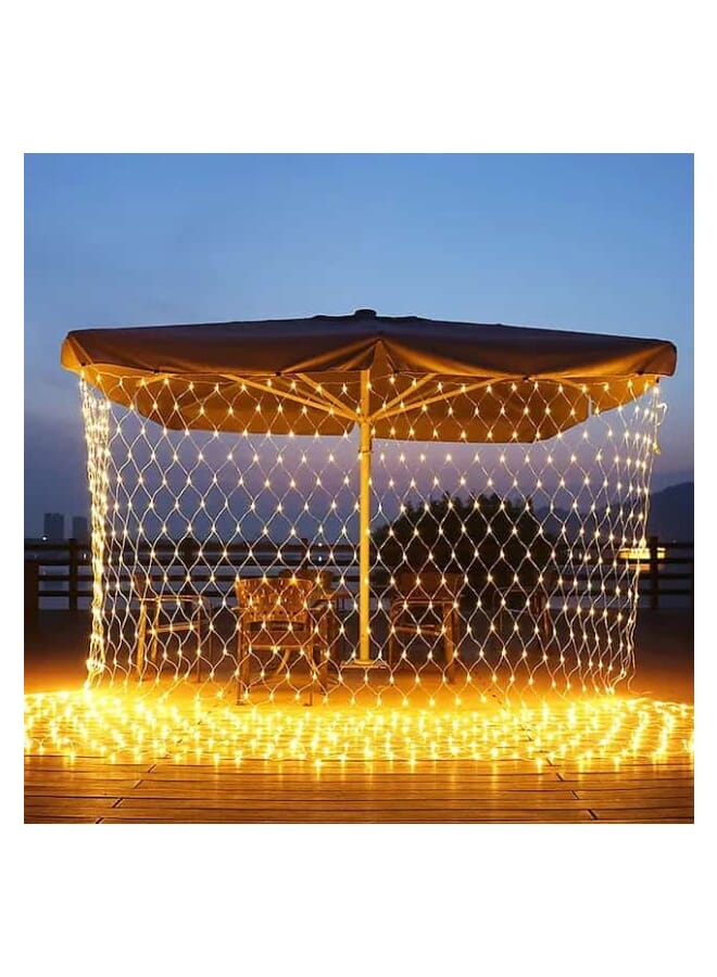 Net Lights Outdoor  Waterproof Lighting Modes Net Lights Plug in for Holiday Wedding Party Indoor Lawn Decorations 2*2 Meter Yellow - Image 1