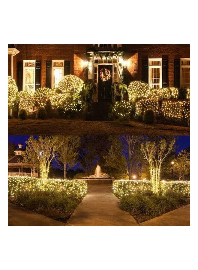 Net Lights Outdoor  Waterproof Lighting Modes Net Lights Plug in for Holiday Wedding Party Indoor Lawn Decorations 2*2 Meter Yellow - Image 3