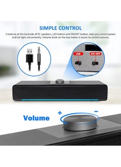 Generic Computer Speakers, 2.0 Stereo USB Powered WiredBluetooth Desktop Soundbar  with  LED Light and 3.5mm USB Cable for TV Desktop Laptop PC Monitor Mobile Phone  - Image 4