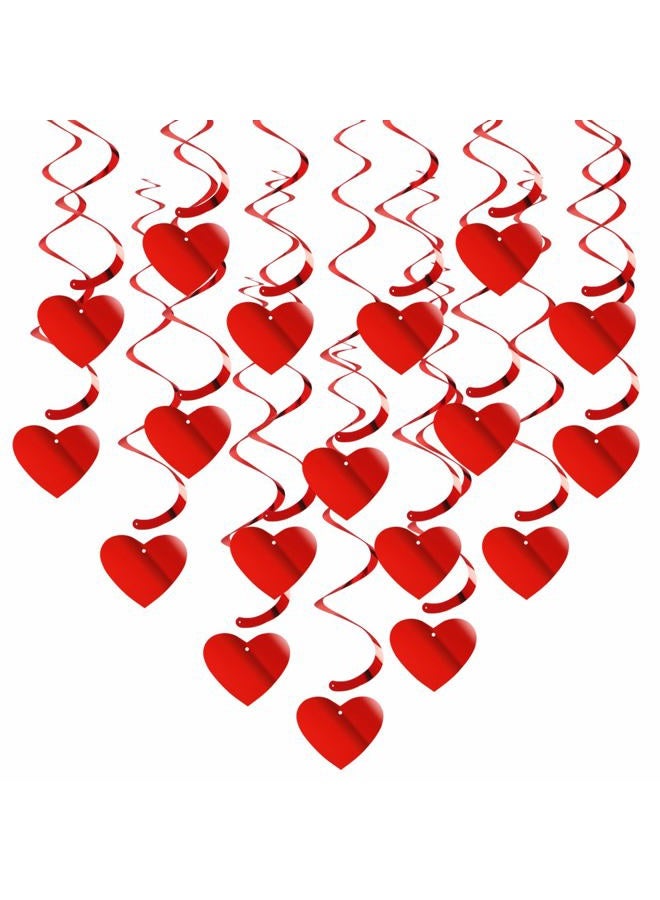 Hugtmr Valentines-Day Red Heart Swirls Party-Decorations - 18Pcs Romantic Special Night Galentines Hanging Streamers Garland, Girl Wedding Anniversary Baby Bridal Shower Birthday Decor Supplies - Image 1
