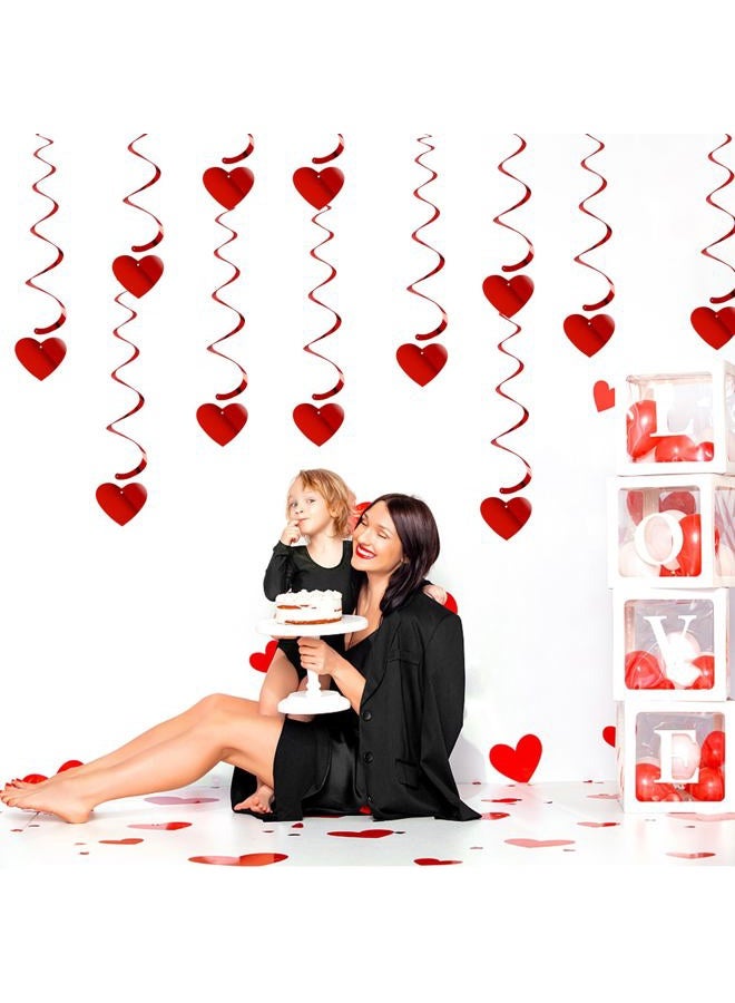Hugtmr Valentines-Day Red Heart Swirls Party-Decorations - 18Pcs Romantic Special Night Galentines Hanging Streamers Garland, Girl Wedding Anniversary Baby Bridal Shower Birthday Decor Supplies - Image 5