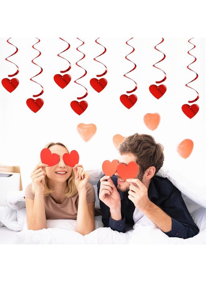 Hugtmr Valentines-Day Red Heart Swirls Party-Decorations - 18Pcs Romantic Special Night Galentines Hanging Streamers Garland, Girl Wedding Anniversary Baby Bridal Shower Birthday Decor Supplies - Image 4