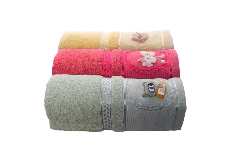 Cotton Bath Towel With Multi Designs For Children Set, 6 Pieces, 60 X 80 Cm - Multicolor - 154 - Image 3