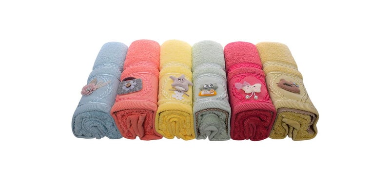 Cotton Bath Towel With Multi Designs For Children Set, 6 Pieces, 60 X 80 Cm - Multicolor - 154 - Image 2
