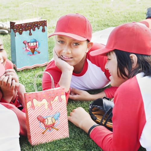 Yeyeplum 24 Pcs Ice Cream Drip Baseball Gift Bags with Handles Paper Baseball Ice Cream Drip Snack Goodie Treat Bags for Team Gift Sport Birthday Party Favors - Image 4