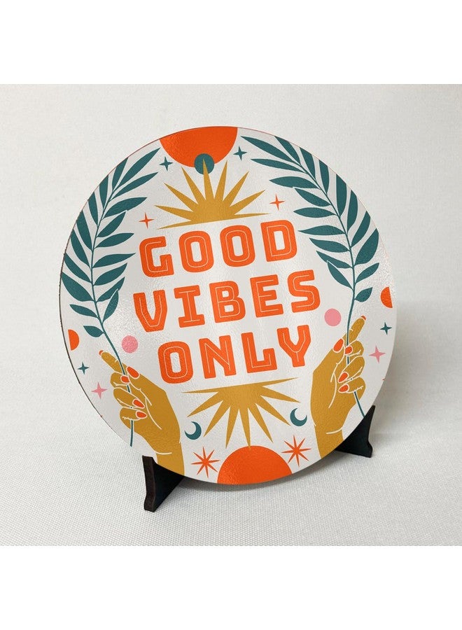 Paper Plane Design PPD Decorative Home Decor Item. Table Decor Showpiece. Wooden 6 inch Round Show Piece for Corner Table Decoration. (C) - Image 2