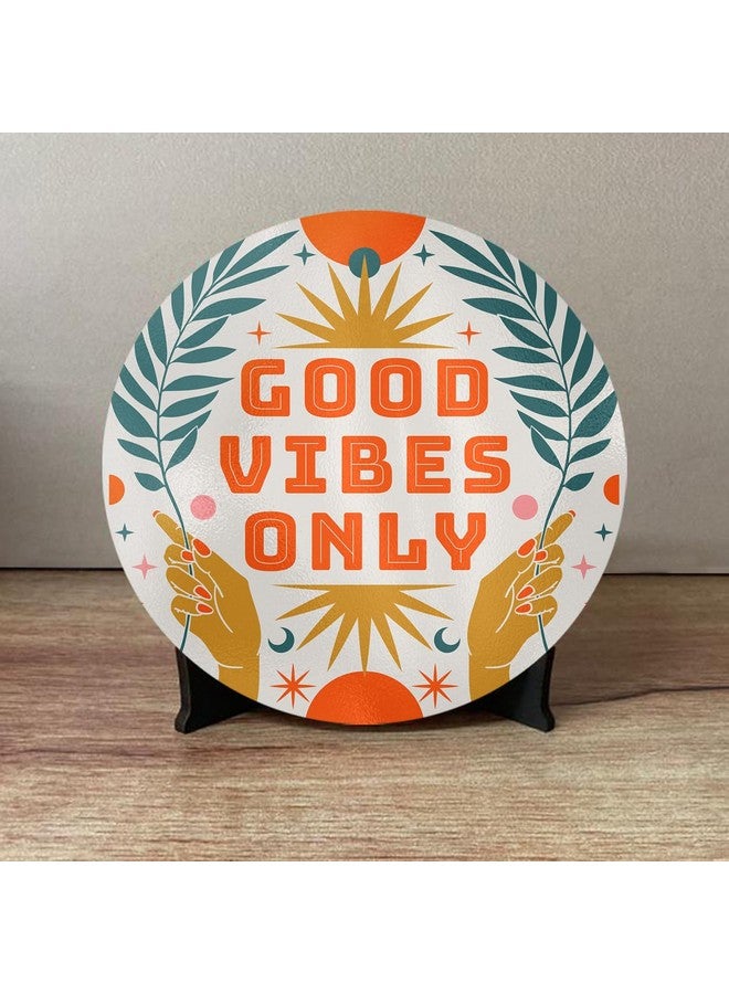 Paper Plane Design PPD Decorative Home Decor Item. Table Decor Showpiece. Wooden 6 inch Round Show Piece for Corner Table Decoration. (C) - Image 1