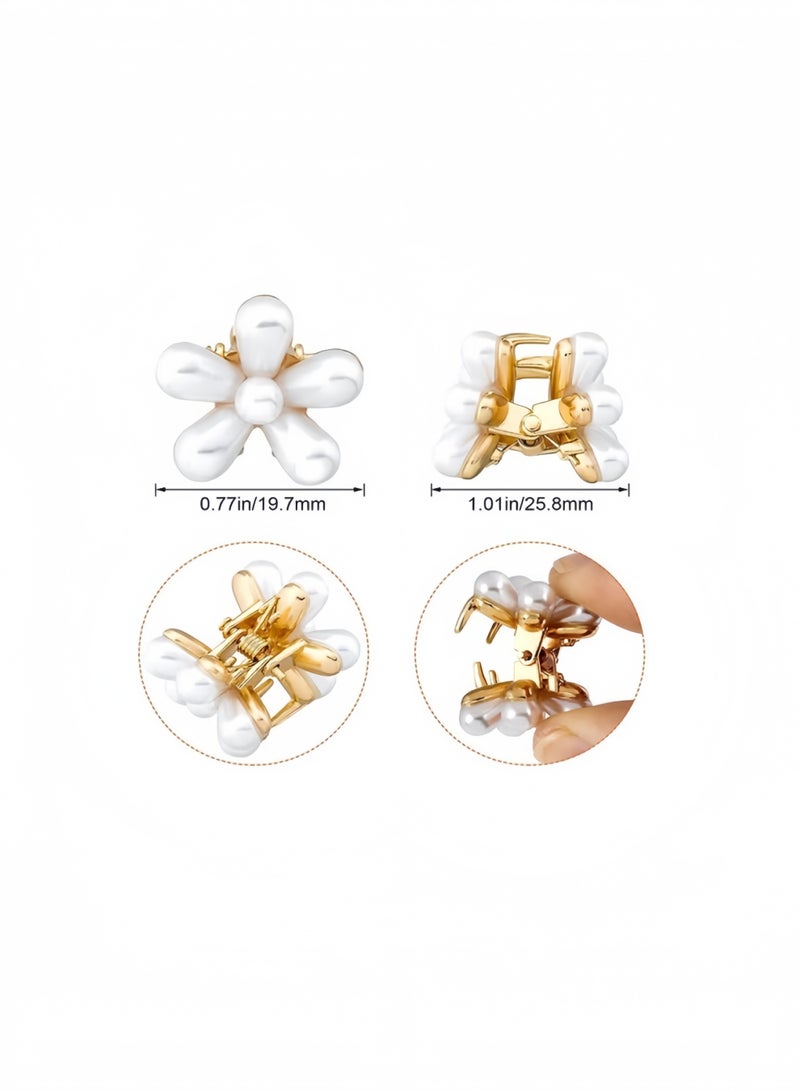 ١٠ قطع من مشابك الشعر الصغيرة المزينة باللؤلؤ بتصميم زهور، مشابك شعر صناعية أنيقة لتزيين غرة الشعر للنساء والفتيات - Image 3