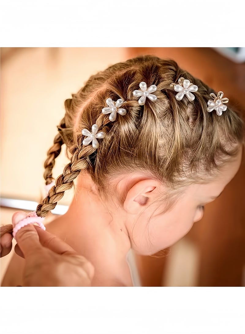 ١٠ قطع من مشابك الشعر الصغيرة المزينة باللؤلؤ بتصميم زهور، مشابك شعر صناعية أنيقة لتزيين غرة الشعر للنساء والفتيات - Image 4