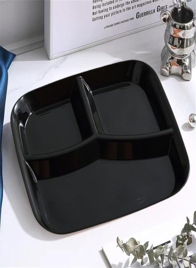 Trifecta Reusable 3-Compartment Dinner Plate Unbreakable Divided Plates,Portion Control Plates for for Healthy Eating & Bariatric Diet,Microwave and Dishwasher Safe(Set-6 Black) - Image 2