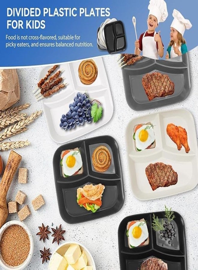 Trifecta Reusable 3-Compartment Dinner Plate Unbreakable Divided Plates,Portion Control Plates for for Healthy Eating & Bariatric Diet,Microwave and Dishwasher Safe(Set-6 Black) - Image 5