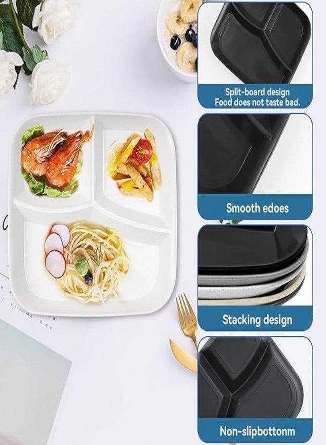 Trifecta Reusable 3-Compartment Dinner Plate Unbreakable Divided Plates,Portion Control Plates for for Healthy Eating & Bariatric Diet,Microwave and Dishwasher Safe(Set-6 Black) - Image 3