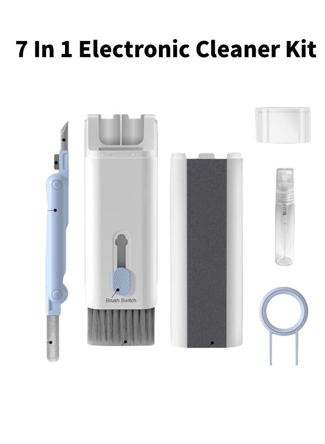 7 in 1 Multifunctional Cleaning Tool, Earphones Cleaner Kit for AirPods, Keyboard Cleaning Brush, Portable Electronics Cleaning Kit for Laptop, PC, Keyboard, Earphones, Cell Phone  - Image 1