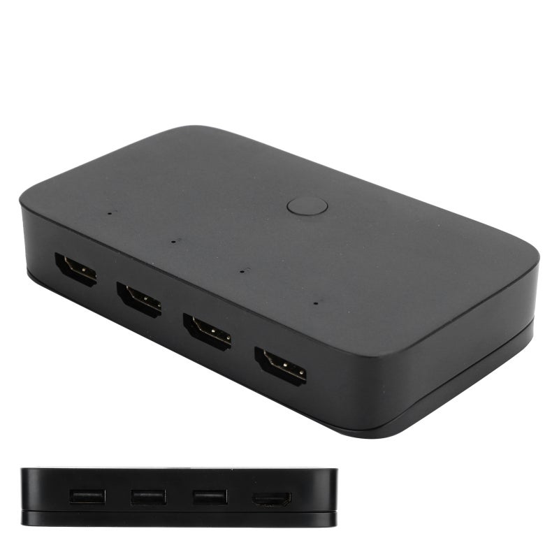 موزع HDMI KVM بأربعة منافذ 4-in-1-out بدقة 4K 3840x2160 عند 30 هرتز - مُشارِك لوحة مفاتيح وفأرة USB 2.0 HUB للتبديل بين أجهزة الكمبيوتر المضيفة - Image 5
