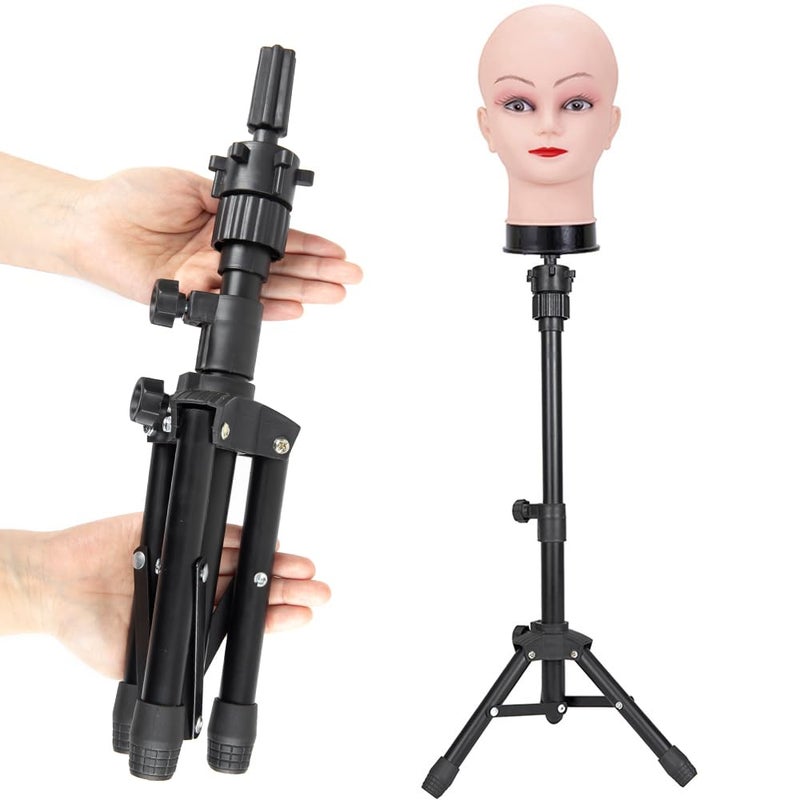 ZQIAN BEAUTY MINI Wig Stand Tripod 25 Inch Adjustable Mannequin Head Stand Wig Head Stand for Training Heads And Canvas Block Head Mannequin Head Not Included