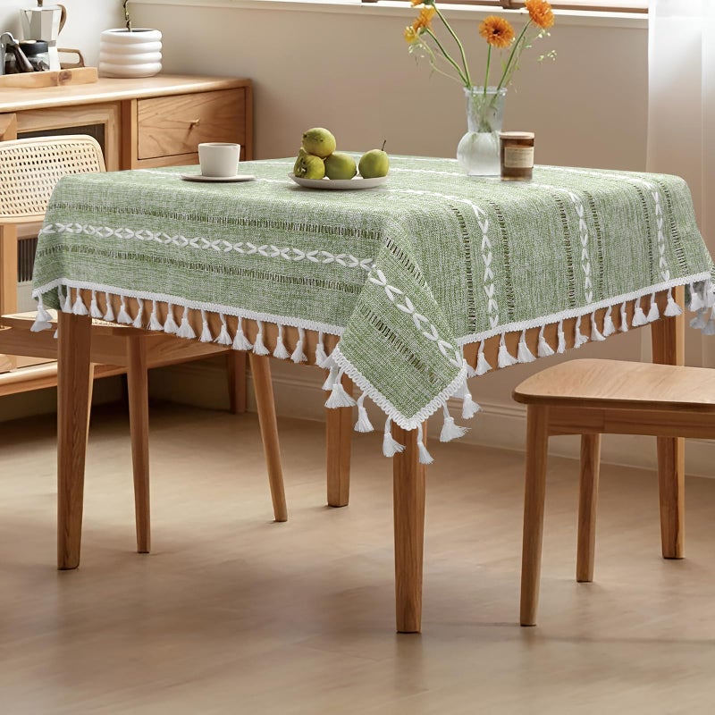 tiosggd Boho Small Square Tablecloth 36x36 Sage Green Linen Coffee Table Cover Summer Nightstand Cover Top End Bedside Table Cloth Runner Coastal Rustic Farmhouse Home Decor