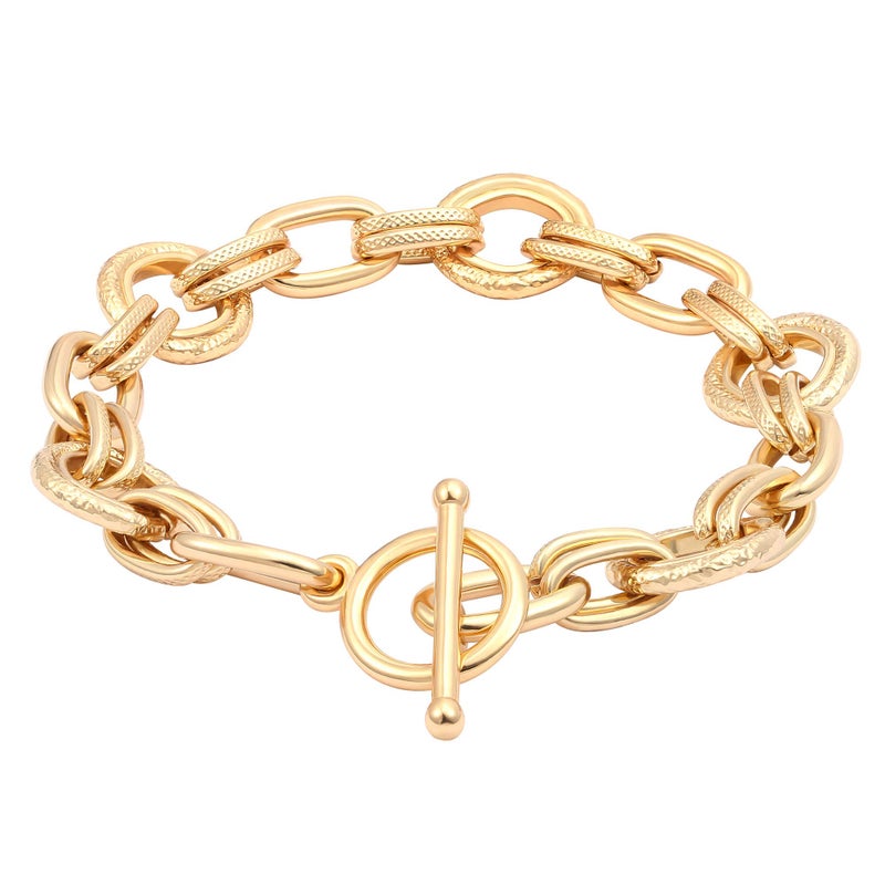 SOFYBJA 18k Gold Plated Chunky Wide Cuban Curb Oval Rolo Link Chain Bracelets for Women Rope Bracelets Handmade Jewelry for Women - Image 1