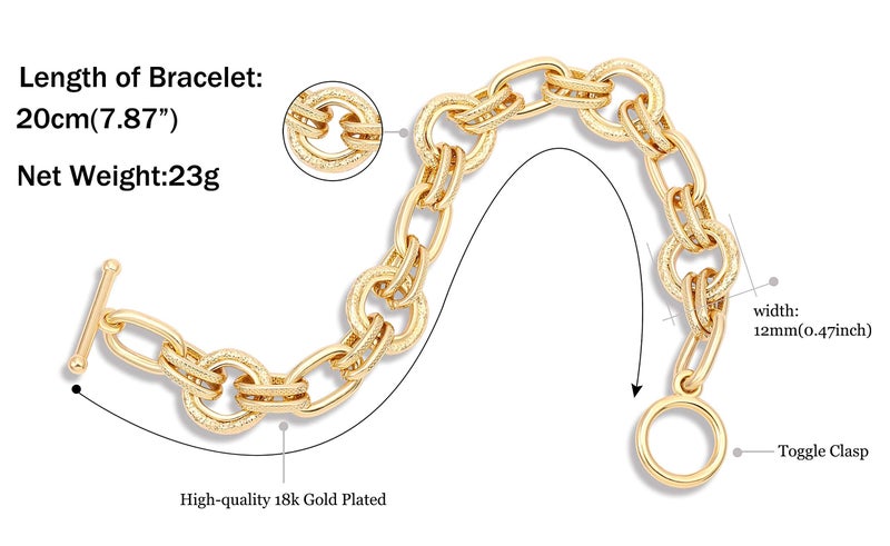SOFYBJA 18k Gold Plated Chunky Wide Cuban Curb Oval Rolo Link Chain Bracelets for Women Rope Bracelets Handmade Jewelry for Women - Image 3