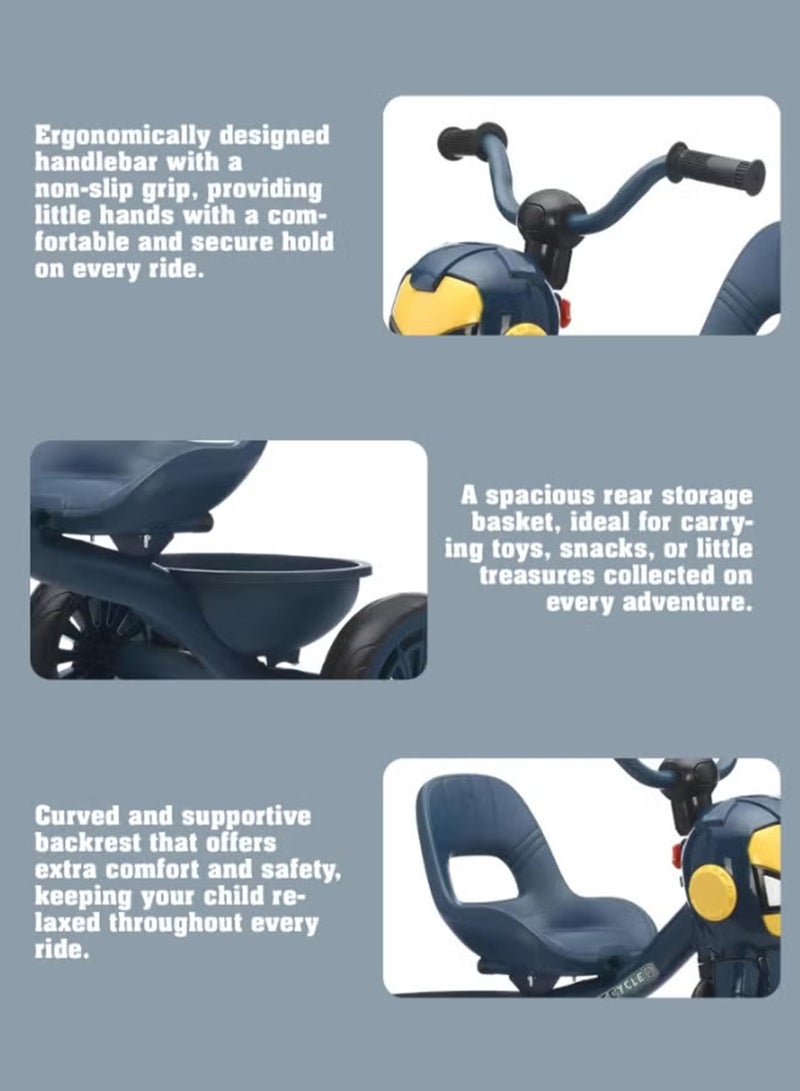 MarkedOne Marked One Kids Tricycle - Toddler Tricycle with Footrest for 3+ Years Old  -  Tricycle for Kids (Blue) - Image 3