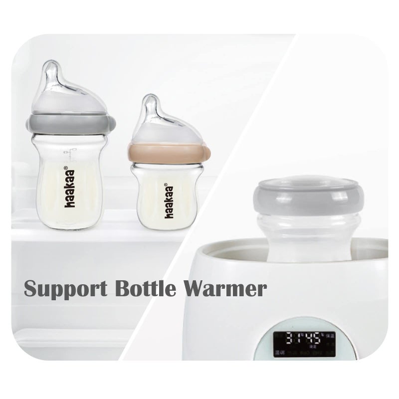 haakaa Gen.3 Natural Glass Baby Bottle Set 4.2oz & 6oz - Wide Neck Anti-Colic Slow Varibale Flow Nipple, 0M+ 3M+ 6M+ Breastfed Babies - Image 5