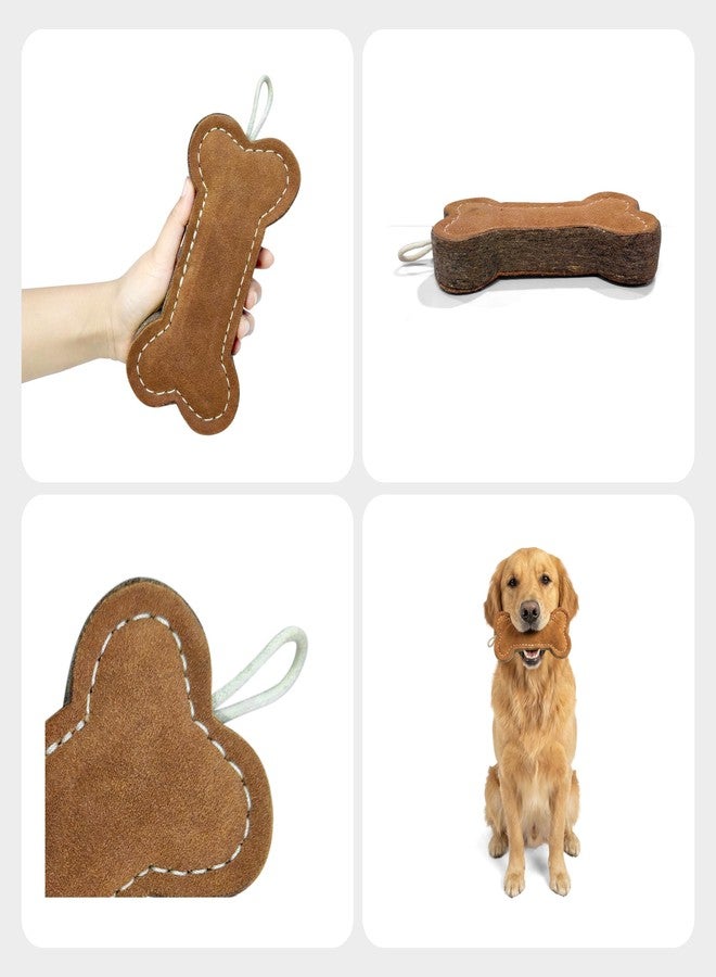 Oye Bark Bone Leather Dog Toy | Leather Dog Chew Toy with Wool | Puppy Teething Toy | Interactive Dog Toy for Small, Medium & Large Breed Dogs - Image 2