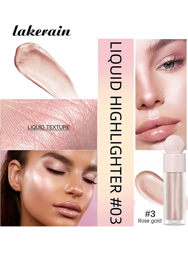 lakerain Liquid Luminizer - Body Luminizer - Face Body Highlighter - All In One Makeup Liquid Illuminator - Waterproof Moisturizing Light Shimmer Illuminator For Face And Body (ROSE GOLD)  - Image 4