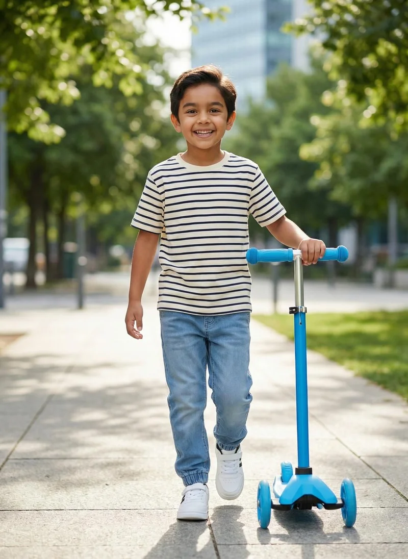 نوتيناتي Nautinati Boys' 100% Cotton Stretchable Mid-blue Wash Jogger Jeans