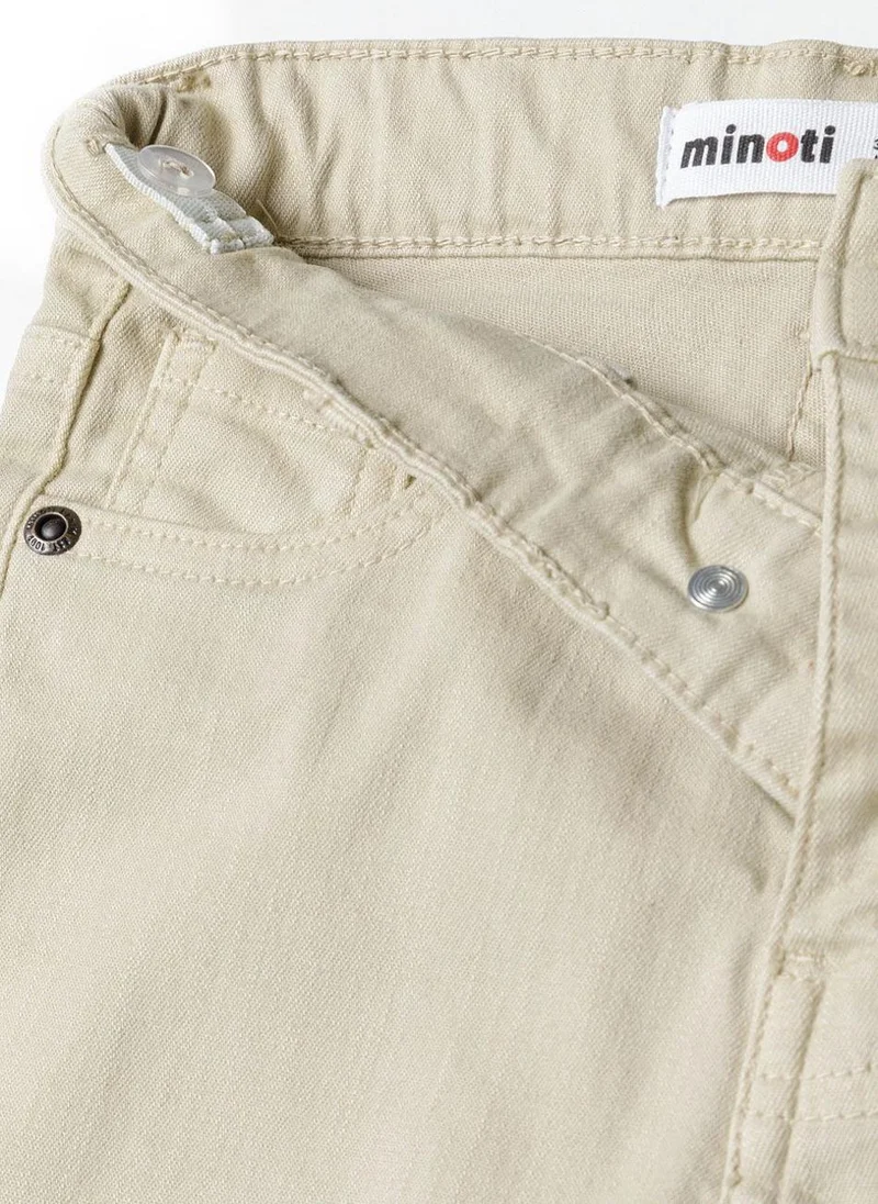 MINOTI Teen Twill Trousers with Turned-Up Cuffs and Belt Loops