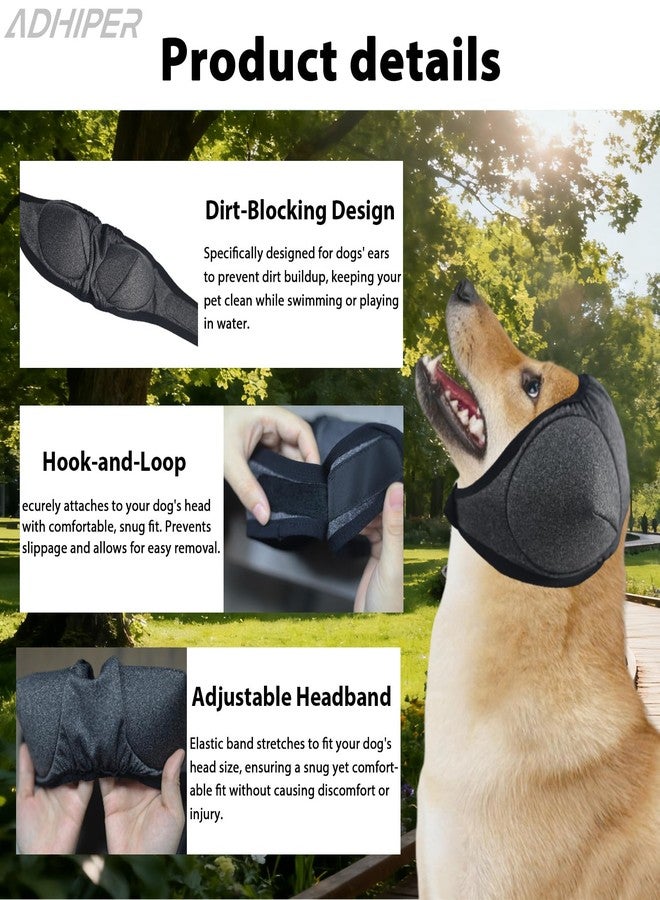 Adhiper Upgrade Dog Ear Muffs Wraps Noise Protection Quiet Ears, Elastic Waterproof Dog Ear Covers for Grooming, Bath, Drying, Swim & Anxiety Relief Reserved Ear Room Design (Gray/Medium) - Image 2