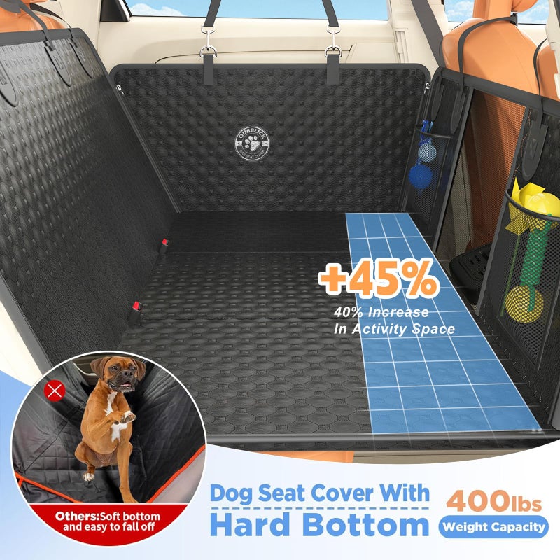 QUIBBLICK Dog Car Seat Cover for Back Seat,Upgraded PU Leather Dog Seat Cover with Hard Bottom Back Seat,Non-Slip Backseat Cover for Dogs with Mesh Window & Side Flap, Dog Hammock for Car, SUV, Small Trucks - Image 2