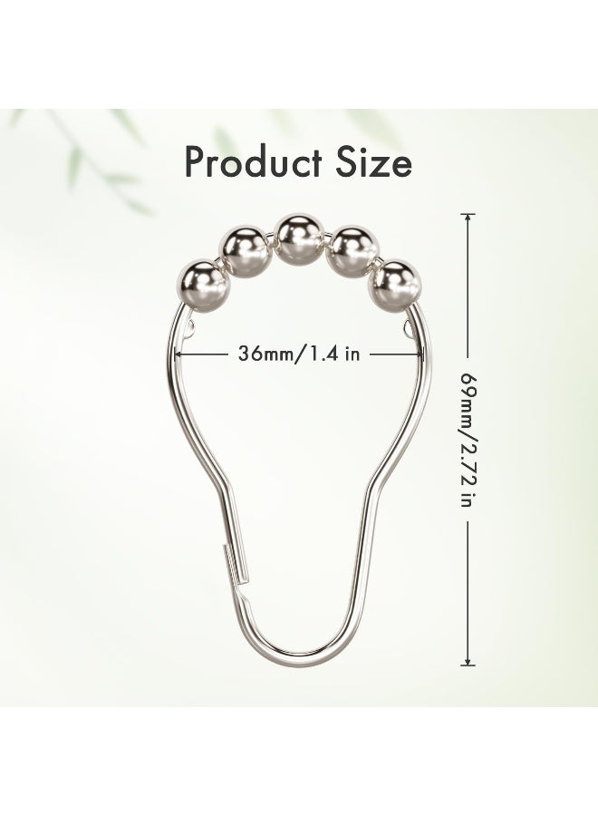 Amazer Shower Curtain Rings, Set of 12, Rust-Resistant Metal Shower Hooks Ring Shower Rings for Curtain Rolling Shower Curtain Hooks for Bathroom Shower Rod Shower Curtain Hangers, Nickel - Image 2