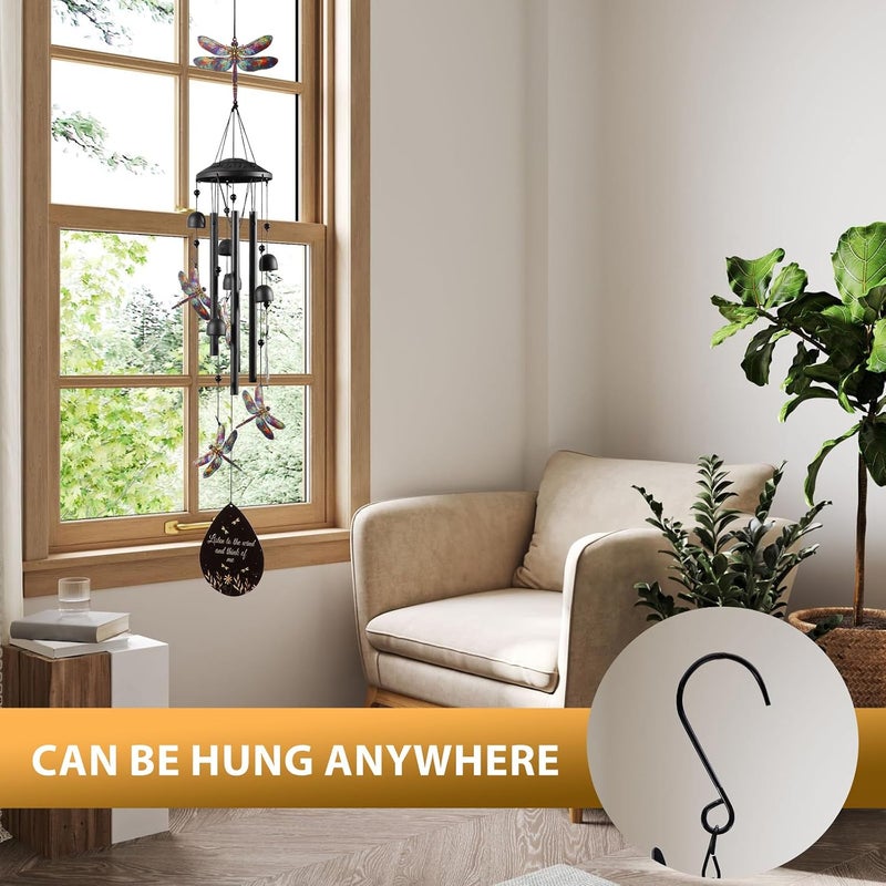 ALLOMN Dragonfly Wind Chime for Outside, Alloy Material Windchimes Outdoors, Fun Black Wind Chimes, for Outdoor, Garden, Yard, Patio Decoration, Gifts for Mom Neighbor Friend Unisex, Up to 98 cm - Image 5