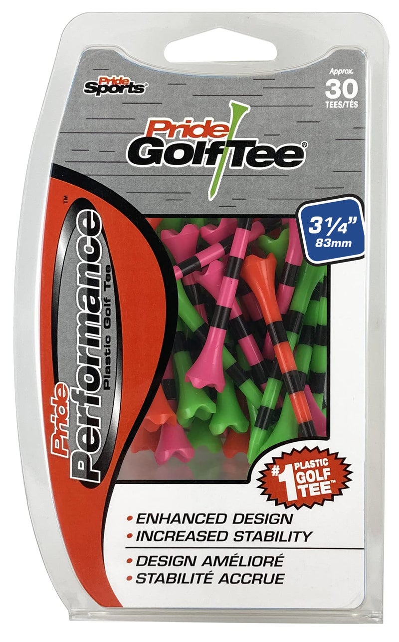 Pride Golf Tee Spikes 30 Count Tees, Citrus Mix, 3.25 US - Image 1