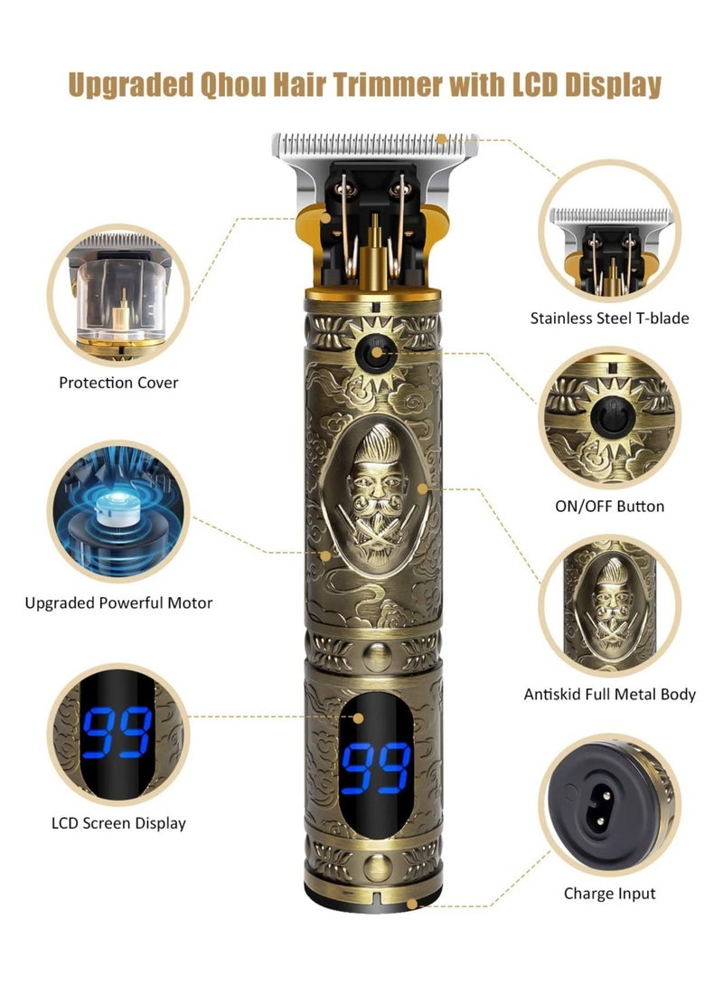 Upgraded T Blade Hair Trimmer for Men, Cordless Electric Pro Li Outliner, Zero Gapped Detail Barbershop Beard Shaver Rechargeable Hair Clippers with Limit Combs Guards & LED Display - Image 4