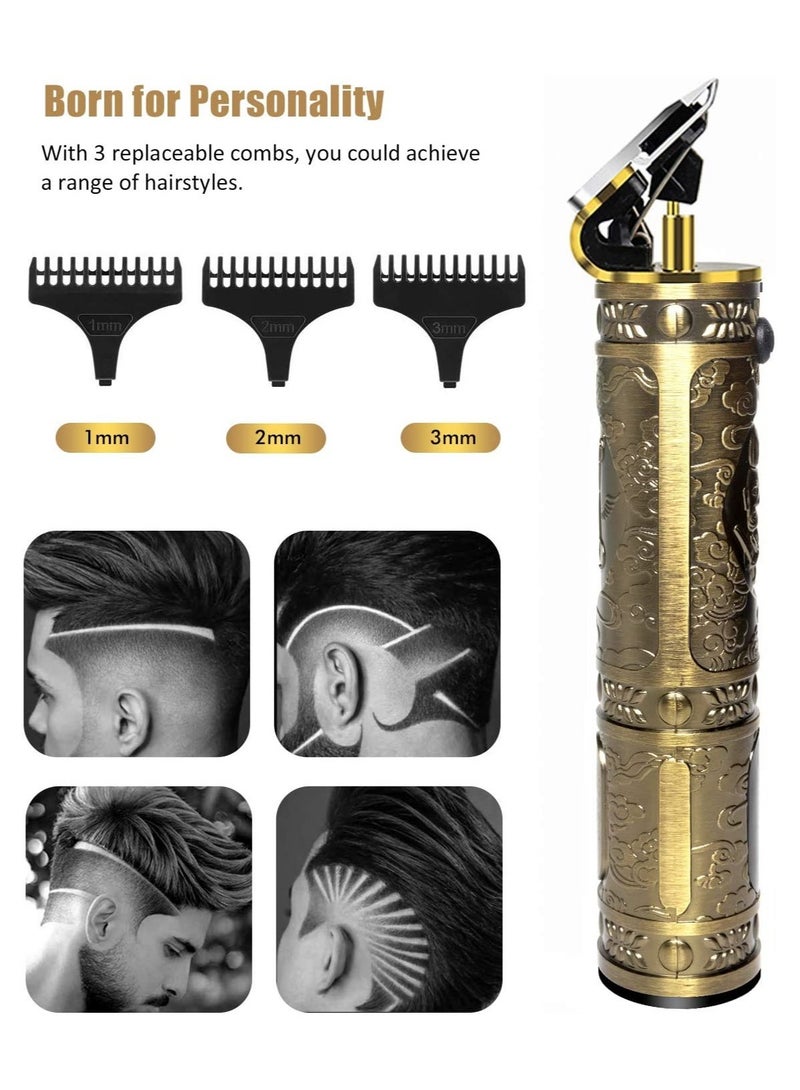 Upgraded T Blade Hair Trimmer for Men, Cordless Electric Pro Li Outliner, Zero Gapped Detail Barbershop Beard Shaver Rechargeable Hair Clippers with Limit Combs Guards & LED Display - Image 5