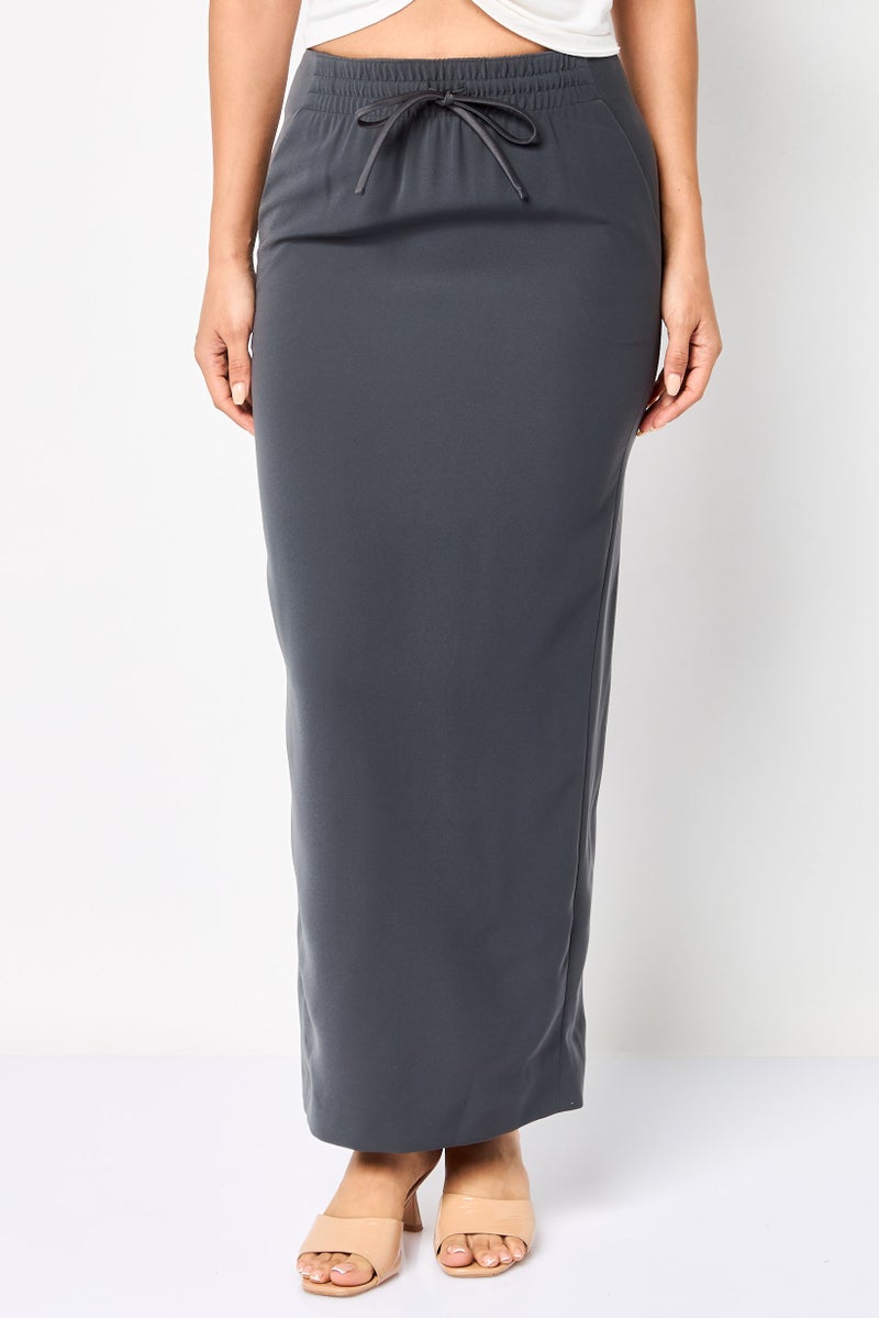 EMPORIO ARMANI Women Solid Casual Pencil Skirt, Grey - Image 1
