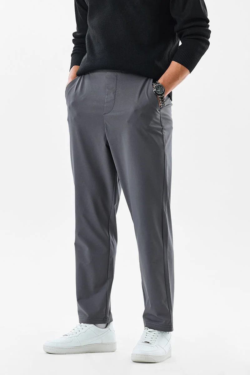 Snitch Grey Relaxed Fit Stretch Trousers for Men | Best Price UAE